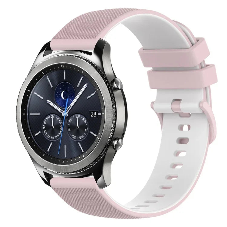 22mm 格子雙色矽膠錶帶，適用於 Samsung Galaxy Watch3 45mm，適用於 Samsung Galaxy Watch 46mm，適用於 Samsung Gear S3 Classic，適用於 Samsung Gear S3 Frontier