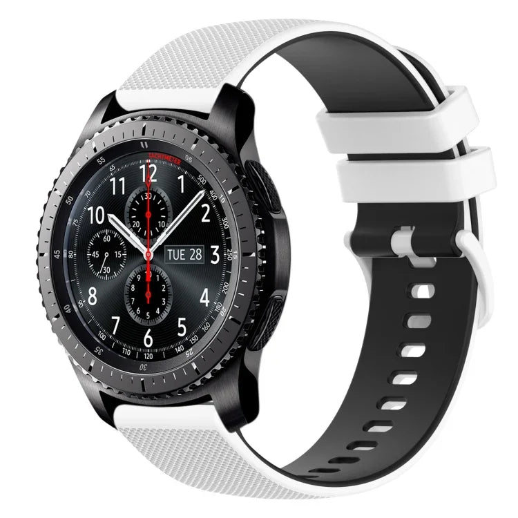 22mm 格子雙色矽膠錶帶，適用於 Samsung Galaxy Watch3 45mm，適用於 Samsung Galaxy Watch 46mm，適用於 Samsung Gear S3 Classic，適用於 Samsung Gear S3 Frontier