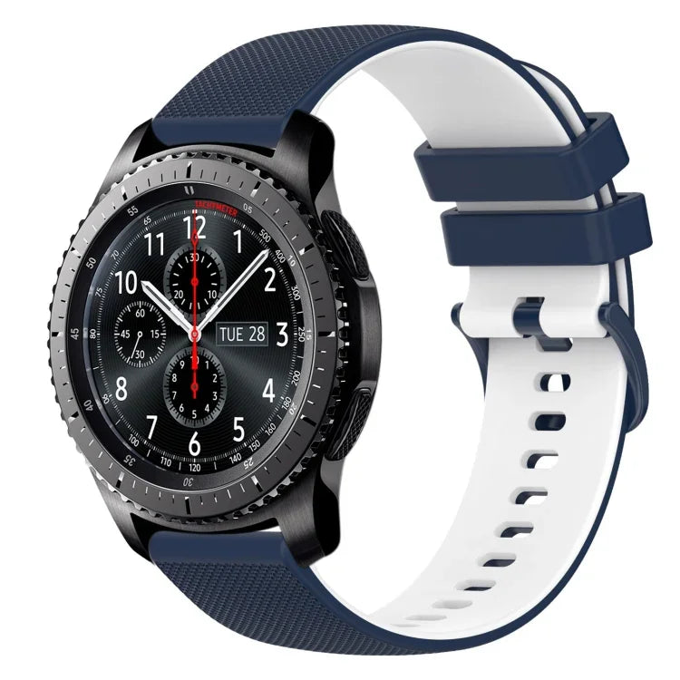 22mm 格子雙色矽膠錶帶，適用於 Samsung Galaxy Watch3 45mm，適用於 Samsung Galaxy Watch 46mm，適用於 Samsung Gear S3 Classic，適用於 Samsung Gear S3 Frontier