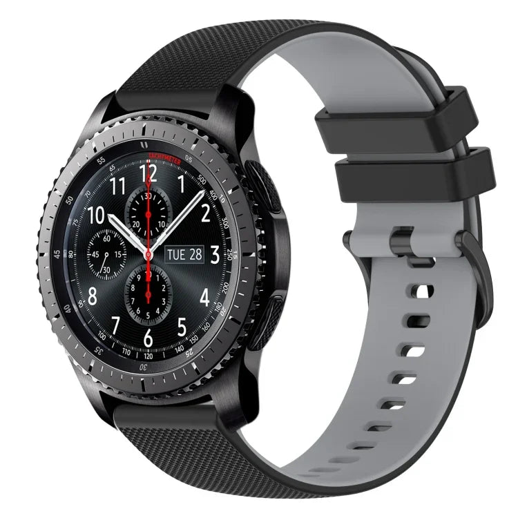 22mm 格子雙色矽膠錶帶，適用於 Samsung Galaxy Watch3 45mm，適用於 Samsung Galaxy Watch 46mm，適用於 Samsung Gear S3 Classic，適用於 Samsung Gear S3 Frontier