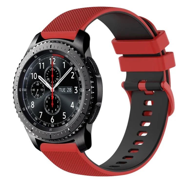 22mm 格子雙色矽膠錶帶，適用於 Samsung Galaxy Watch3 45mm，適用於 Samsung Galaxy Watch 46mm，適用於 Samsung Gear S3 Classic，適用於 Samsung Gear S3 Frontier