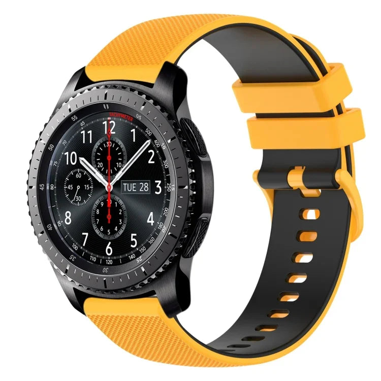 22mm 格子雙色矽膠錶帶，適用於 Samsung Galaxy Watch3 45mm，適用於 Samsung Galaxy Watch 46mm，適用於 Samsung Gear S3 Classic，適用於 Samsung Gear S3 Frontier
