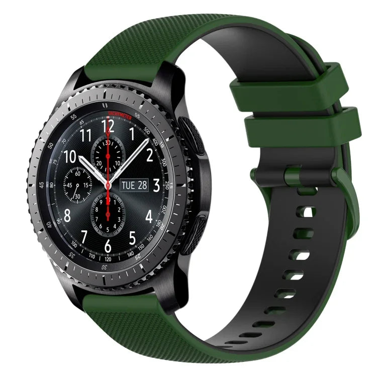 22mm 格子雙色矽膠錶帶，適用於 Samsung Galaxy Watch3 45mm，適用於 Samsung Galaxy Watch 46mm，適用於 Samsung Gear S3 Classic，適用於 Samsung Gear S3 Frontier