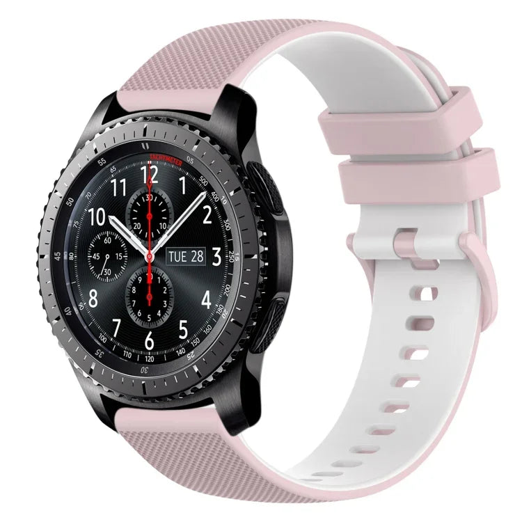 22mm 格子雙色矽膠錶帶，適用於 Samsung Galaxy Watch3 45mm，適用於 Samsung Galaxy Watch 46mm，適用於 Samsung Gear S3 Classic，適用於 Samsung Gear S3 Frontier