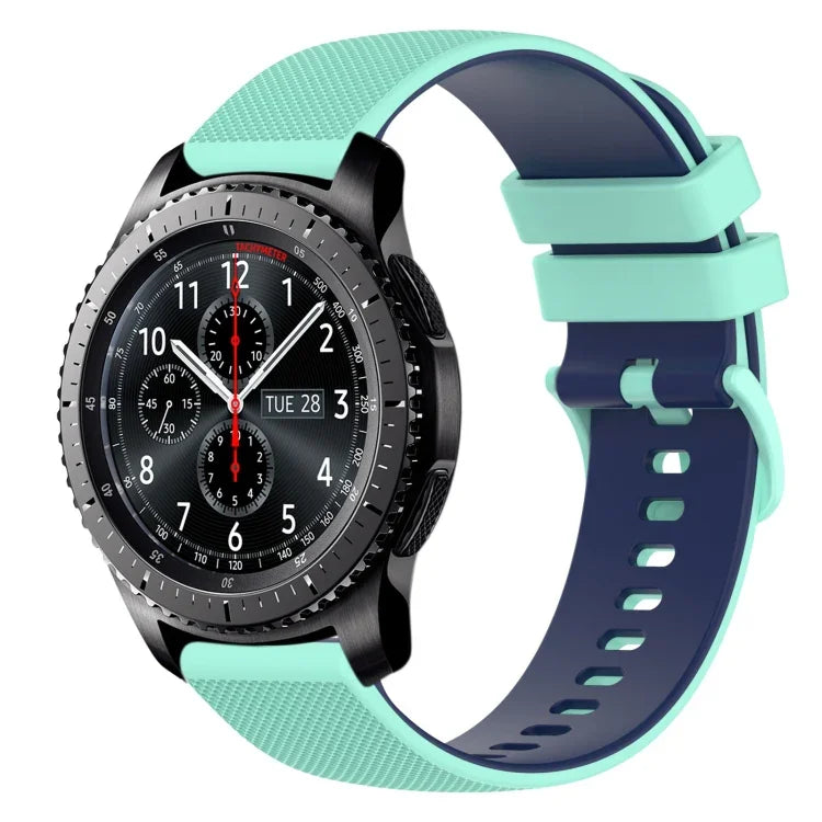 22mm 格子雙色矽膠錶帶，適用於 Samsung Galaxy Watch3 45mm，適用於 Samsung Galaxy Watch 46mm，適用於 Samsung Gear S3 Classic，適用於 Samsung Gear S3 Frontier