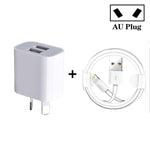 迷你雙埠USB充電器，附USB轉8針數據線，澳洲插頭，澳洲插頭 + 8針線