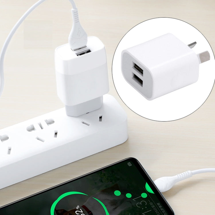 迷你雙埠USB充電器，附USB轉Micro USB數據線，澳規插頭，澳規插頭 + Micro USB線