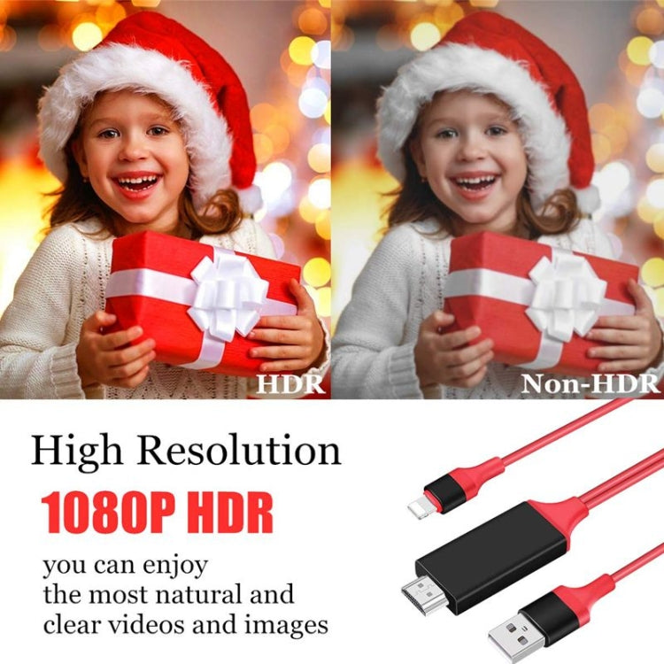 2米1080P 8針轉HDMI轉接線，兼容iPhone轉HDMI轉接器，8針