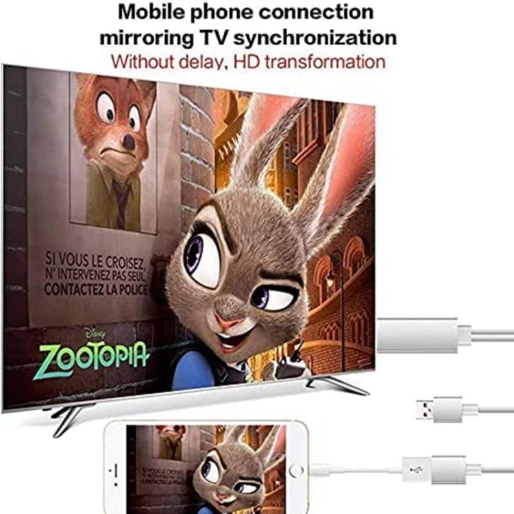 1080P HDMI 線轉接器 USB 轉 HDTV 線，USB 公頭 + USB 母頭轉 HDMI 公頭 1080P HDTV 鏡像線，適用手機/平板及更多串流分享