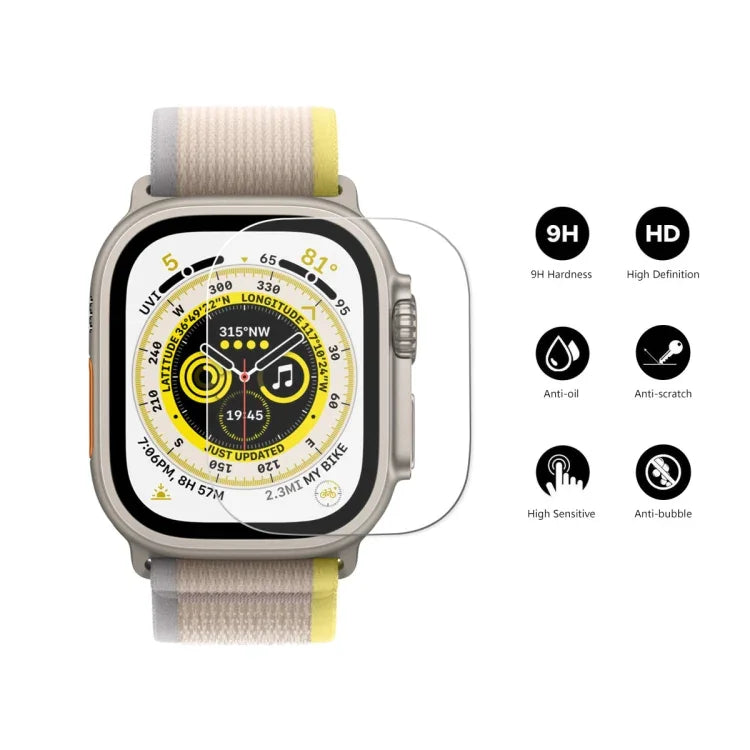 適用於 Apple Watch Ultra 1 / 2 / 3 49mm ENKAY 0.2mm 9H 鋼化玻璃錶膜，1 件裝，2 件裝，5 件裝，10 件裝