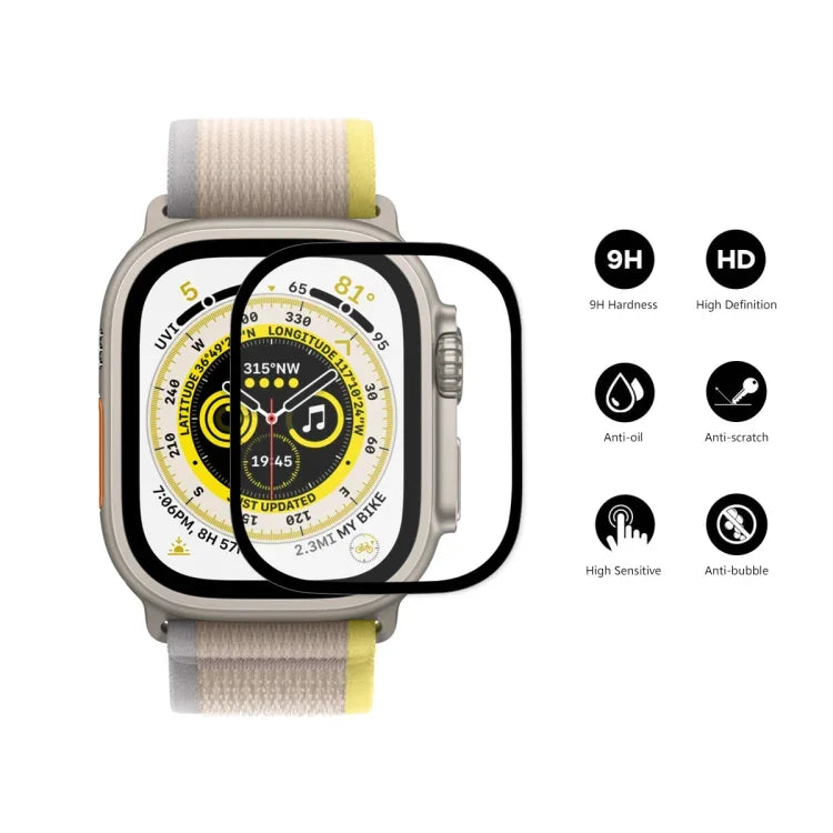 適用於 Apple Watch Ultra 1 / 2 / 3 49mm ENKAY 9H 全覆蓋鋼化玻璃錶膜，1 件裝，2 件裝，5 件裝，10 件裝