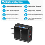 36W 雙埠 QC3.0 USB 充電器，附 3A USB 對 Type-C 數據線，美國插頭，美國插頭 + USB 對 Type-C 線