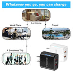 36W 雙埠 QC3.0 USB 充電器，附 3A USB 對 Type-C 數據線，美國插頭，美國插頭 + USB 對 Type-C 線