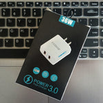 36W 雙埠 QC3.0 USB 充電器，附 3A USB 對 Type-C 數據線，美國插頭，美國插頭 + USB 對 Type-C 線