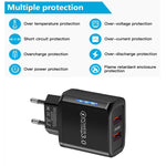 36W 雙埠 QC3.0 USB 充電器，附 3A USB 對 Type-C 數據線，歐洲插頭，歐洲插頭 + USB 對 Type-C 線