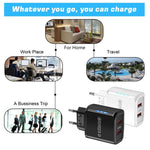36W 雙埠 QC3.0 USB 充電器，附 3A USB 對 Type-C 數據線，歐洲插頭，歐洲插頭 + USB 對 Type-C 線