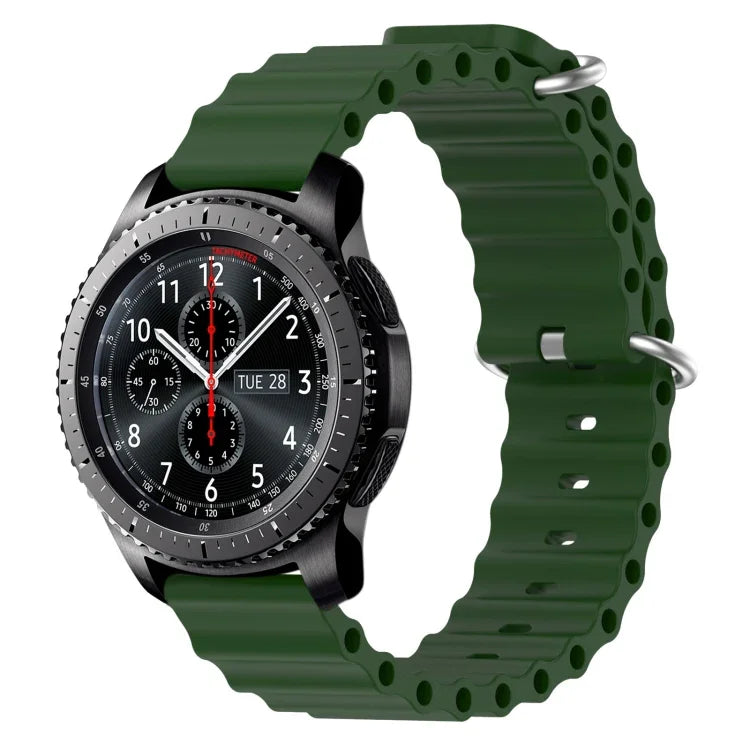22mm 海洋風矽膠純色錶帶，適用於 Samsung Galaxy Watch3 45mm，適用於 Samsung Galaxy Watch 46mm，適用於 Samsung Gear S3 Classic，適用於 Samsung Gear S3 Frontier
