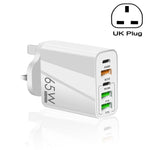 65W 雙 PD Type-C + 3 x USB 多埠充電器，適用手機和平板電腦，英規插頭，英規插頭