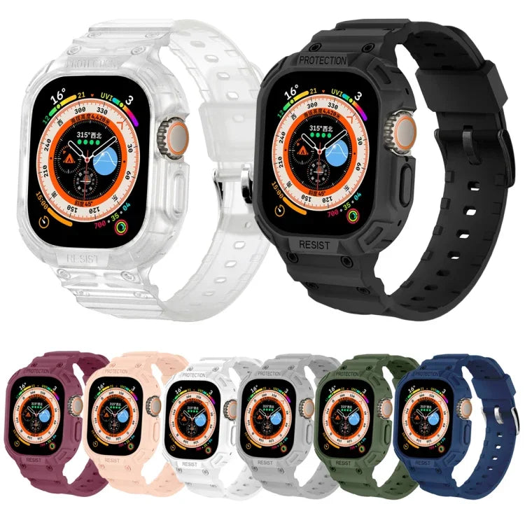 適用於 Apple Watch Ultra 3 / 2 / 1 49mm JUNSUNMAY 一體成型 TPU 保護殼可調節彈性錶帶