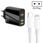 65W 雙 PD Type-C + 3 x USB 多埠充電器，附 3A Type-C 轉 8 Pin 數據線，歐規插頭，歐規插頭 + Type-C 轉 8 Pin 線