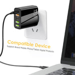 65W 雙 PD Type-C + 3 x USB 多埠充電器，附 3A Type-C 轉 8 Pin 數據線，歐規插頭，歐規插頭 + Type-C 轉 8 Pin 線