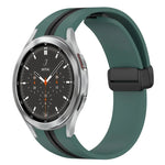 Folding Magnetic Clasp Silicone Watch Band, For Samsung Galaxy Watch 4 Classic 46mm, For Samsung Galaxy Watch 4 Classic 42mm