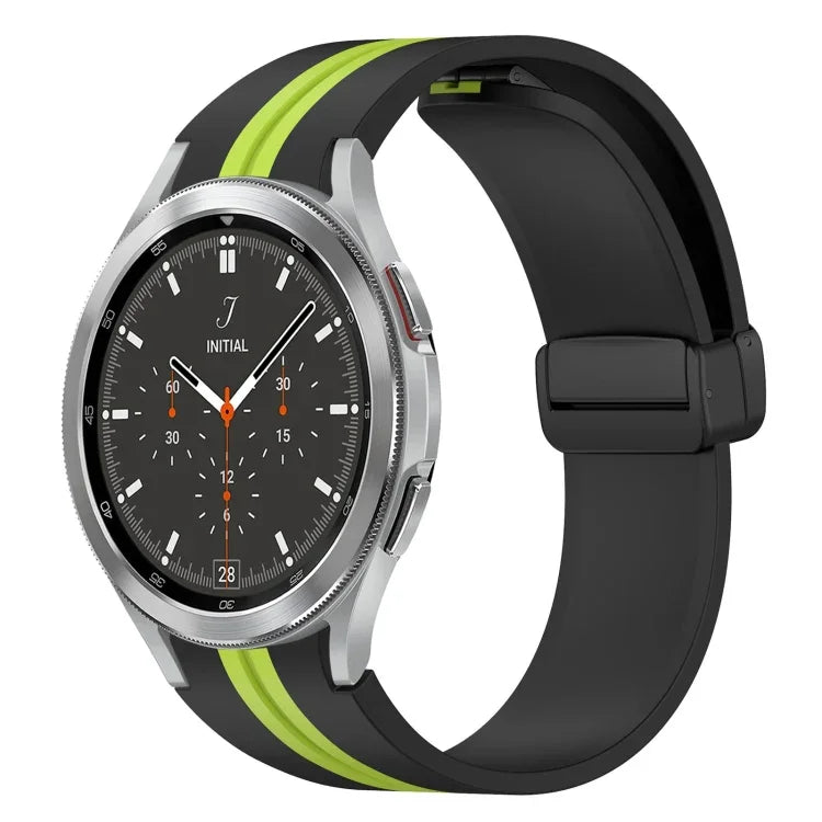 Folding Magnetic Clasp Silicone Watch Band, For Samsung Galaxy Watch 4 Classic 46mm, For Samsung Galaxy Watch 4 Classic 42mm