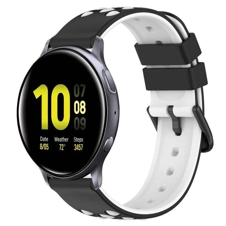 20mm 雙色多孔矽膠錶帶，適用於 Samsung Galaxy Watch Active2 44mm，適用於 Samsung Galaxy Watch 42mm