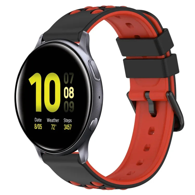 20mm 雙色多孔矽膠錶帶，適用於 Samsung Galaxy Watch Active2 44mm，適用於 Samsung Galaxy Watch 42mm