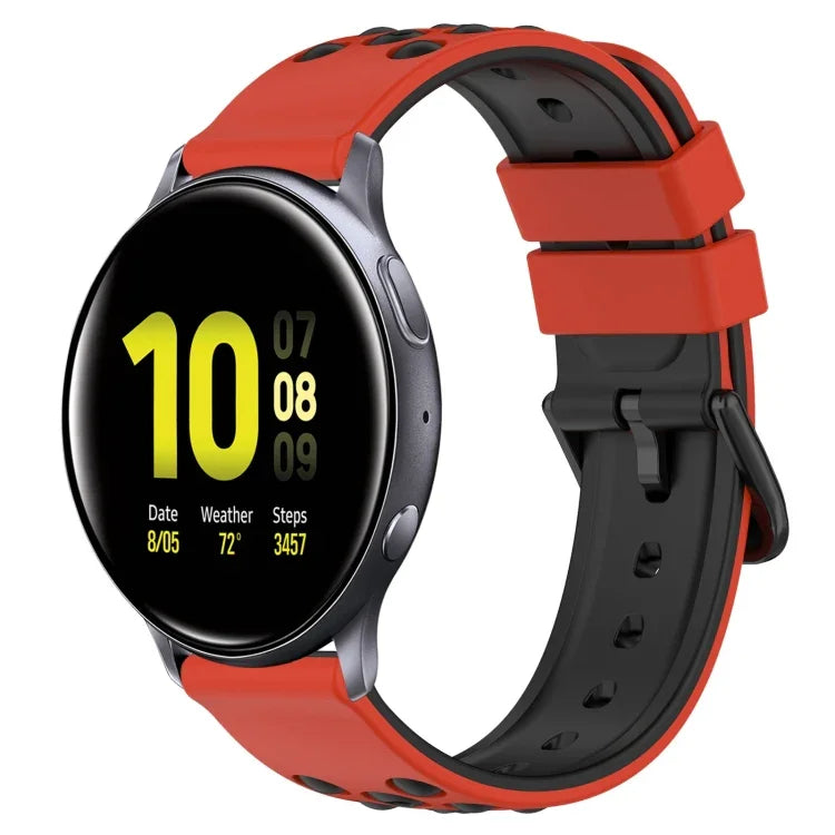 20mm 雙色多孔矽膠錶帶，適用於 Samsung Galaxy Watch Active2 44mm，適用於 Samsung Galaxy Watch 42mm