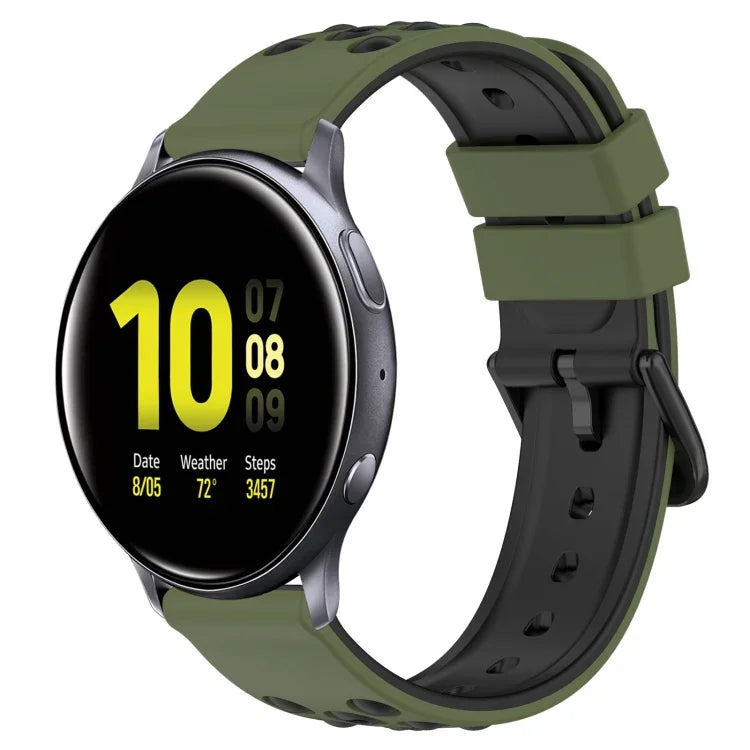 20mm 雙色多孔矽膠錶帶，適用於 Samsung Galaxy Watch Active2 44mm，適用於 Samsung Galaxy Watch 42mm