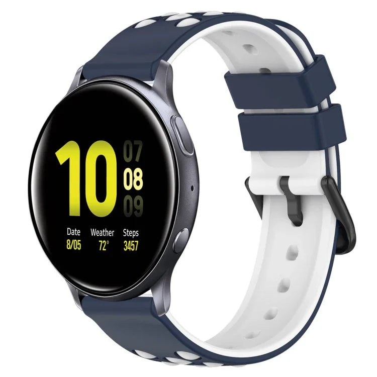 20mm 雙色多孔矽膠錶帶，適用於 Samsung Galaxy Watch Active2 44mm，適用於 Samsung Galaxy Watch 42mm