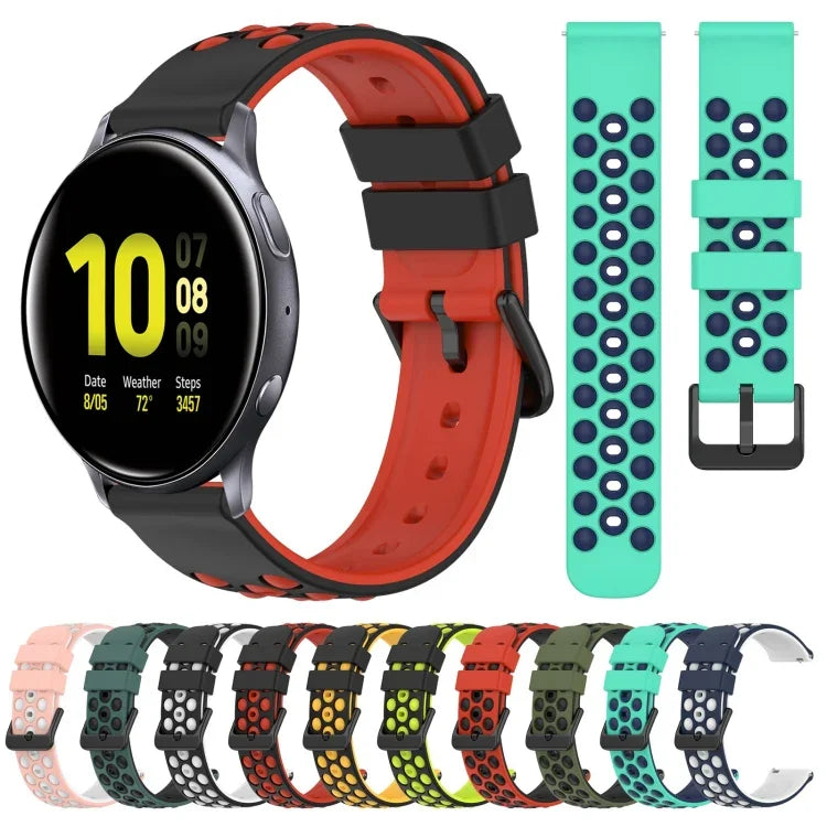 20mm 雙色多孔矽膠錶帶，適用於 Samsung Galaxy Watch Active2 44mm，適用於 Samsung Galaxy Watch 42mm