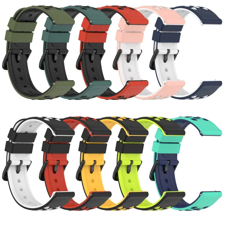 20mm 雙色多孔矽膠錶帶，適用於 Samsung Galaxy Watch Active2 44mm，適用於 Samsung Galaxy Watch 42mm