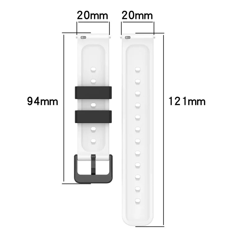 20mm 雙色多孔矽膠錶帶，適用於 Samsung Galaxy Watch Active2 44mm，適用於 Samsung Galaxy Watch 42mm