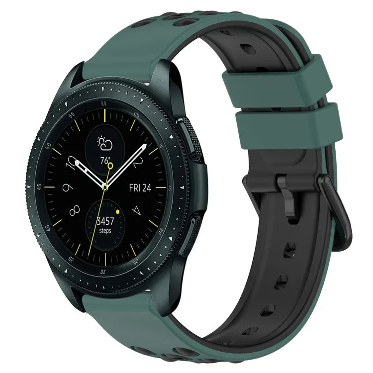 20mm 雙色多孔矽膠錶帶，適用於 Samsung Galaxy Watch Active2 44mm，適用於 Samsung Galaxy Watch 42mm