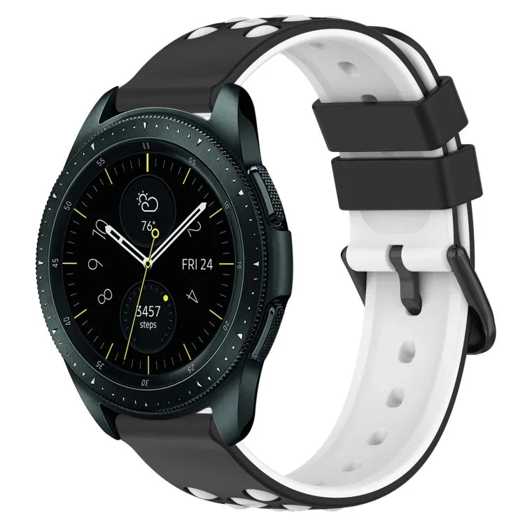 20mm 雙色多孔矽膠錶帶，適用於 Samsung Galaxy Watch Active2 44mm，適用於 Samsung Galaxy Watch 42mm
