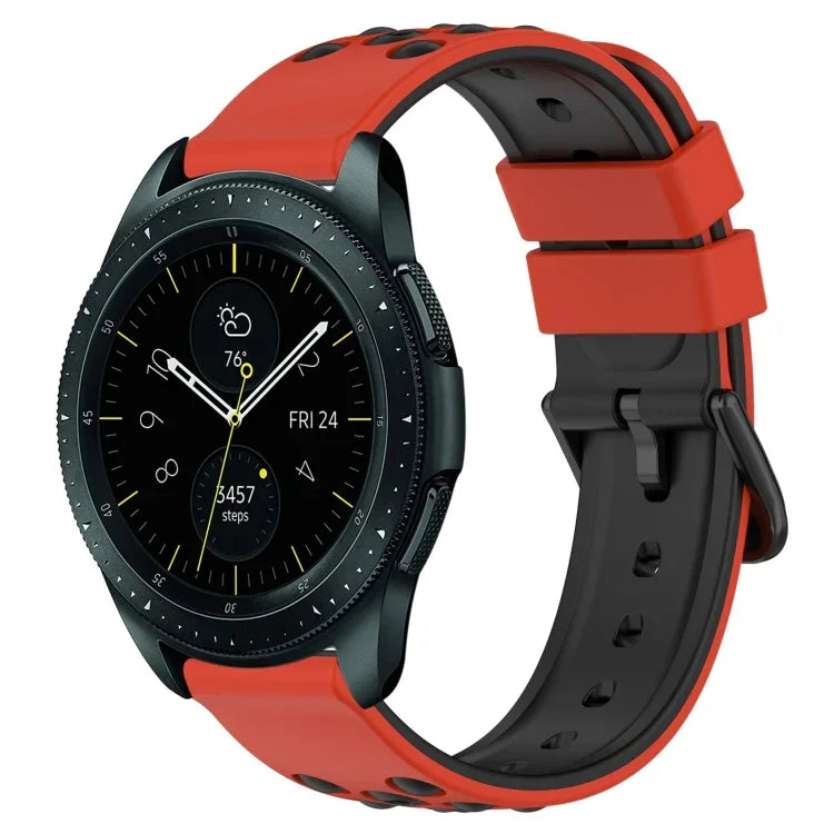 20mm 雙色多孔矽膠錶帶，適用於 Samsung Galaxy Watch Active2 44mm，適用於 Samsung Galaxy Watch 42mm