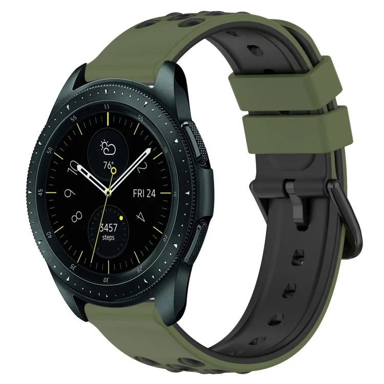 20mm 雙色多孔矽膠錶帶，適用於 Samsung Galaxy Watch Active2 44mm，適用於 Samsung Galaxy Watch 42mm