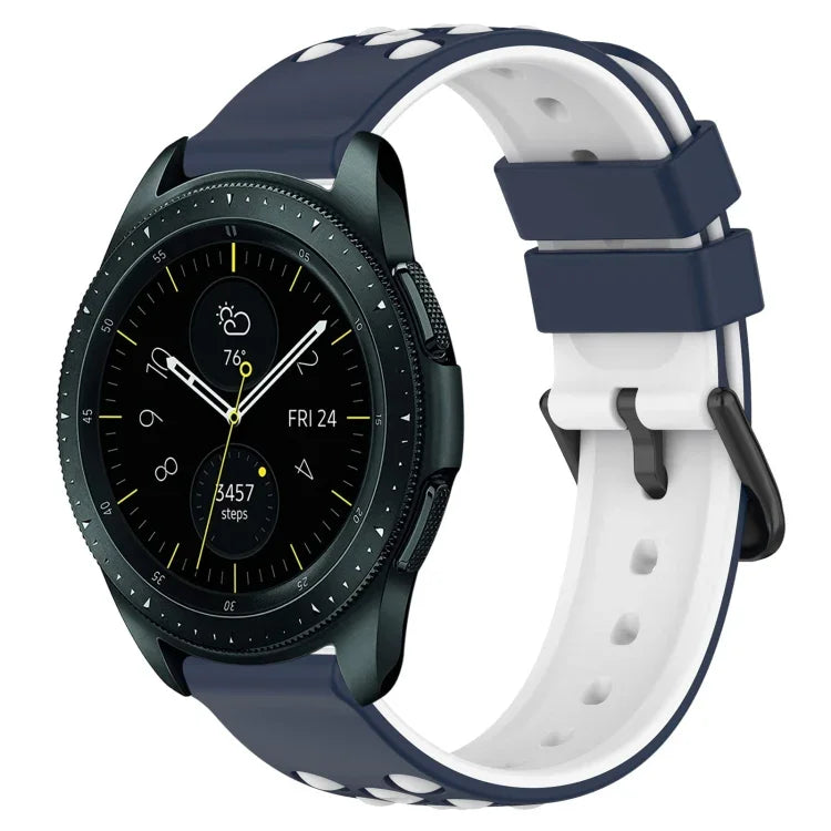 20mm 雙色多孔矽膠錶帶，適用於 Samsung Galaxy Watch Active2 44mm，適用於 Samsung Galaxy Watch 42mm