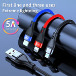 USB 轉 Micro USB + USB-C / Type-C + 8 針快速充電線
