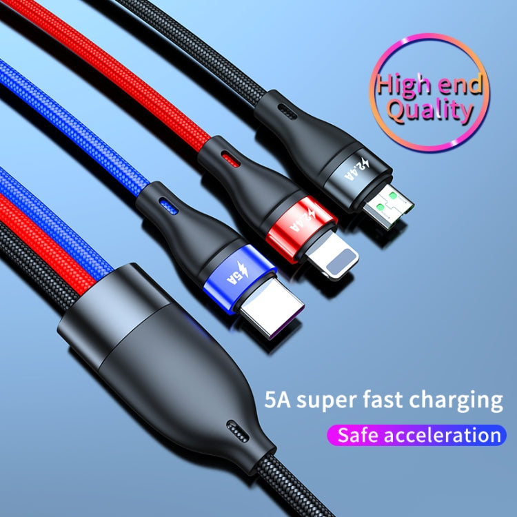USB 轉 Micro USB + USB-C / Type-C + 8 針快速充電線
