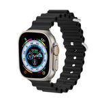 海洋矽膠金屬頭錶帶，適用於 Apple Watch Ultra 49mm / Series 8&7 45mm，適用於 Apple Watch Series 8&7 41mm / SE 2&6&SE&5&4 40mm / 3&2&1 38mm