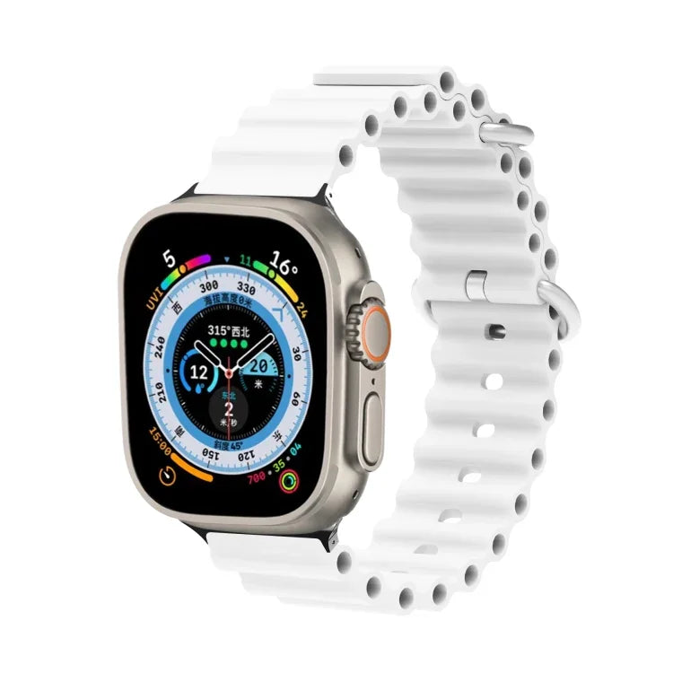 海洋矽膠金屬頭錶帶，適用於 Apple Watch Ultra 49mm / Series 8&7 45mm，適用於 Apple Watch Series 8&7 41mm / SE 2&6&SE&5&4 40mm / 3&2&1 38mm