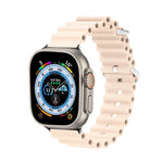 海洋矽膠金屬頭錶帶，適用於 Apple Watch Ultra 49mm / Series 8&7 45mm，適用於 Apple Watch Series 8&7 41mm / SE 2&6&SE&5&4 40mm / 3&2&1 38mm