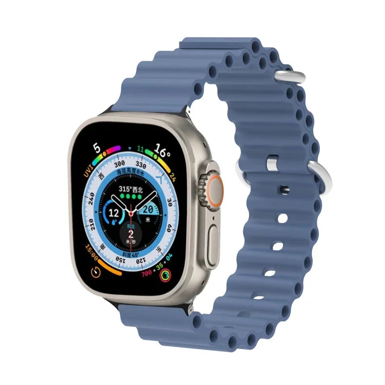 海洋矽膠金屬頭錶帶，適用於 Apple Watch Ultra 49mm / Series 8&7 45mm，適用於 Apple Watch Series 8&7 41mm / SE 2&6&SE&5&4 40mm / 3&2&1 38mm