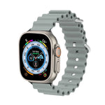 海洋矽膠金屬頭錶帶，適用於 Apple Watch Ultra 49mm / Series 8&7 45mm，適用於 Apple Watch Series 8&7 41mm / SE 2&6&SE&5&4 40mm / 3&2&1 38mm