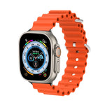 海洋矽膠金屬頭錶帶，適用於 Apple Watch Ultra 49mm / Series 8&7 45mm，適用於 Apple Watch Series 8&7 41mm / SE 2&6&SE&5&4 40mm / 3&2&1 38mm