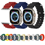 海洋矽膠金屬頭錶帶，適用於 Apple Watch Ultra 49mm / Series 8&7 45mm，適用於 Apple Watch Series 8&7 41mm / SE 2&6&SE&5&4 40mm / 3&2&1 38mm