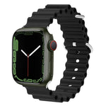 海洋矽膠金屬頭錶帶，適用於 Apple Watch Ultra 49mm / Series 8&7 45mm，適用於 Apple Watch Series 8&7 41mm / SE 2&6&SE&5&4 40mm / 3&2&1 38mm